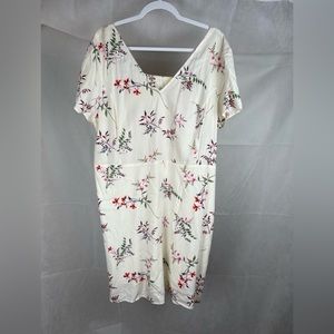 Old Navy Floral V-Neck Short Sleeve Sheath Dress Size XXL Ivory/Multicolor